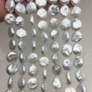 AA 12-13mm White Coin freshwater pearls,diy bead,flat round pearl bead,COIN12-2A-2-33