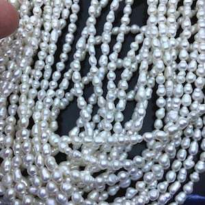2 strands AA+ 4.5-5mm white baroque drop freshwater pearls,Cultured white rice freshwater pearls beads strand,Valentine's Day gift,LR4-2A-6