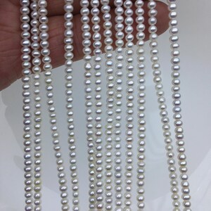 AAA 3-3.5 mm winziger weißer Knopf rund Süßwasserperlen, Kernperle, Rondell Perlen, SM3-3A-31 Bild 2