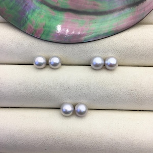 2 pairs AAA 6-6.5mm gray round freshwater pearl pair,round loose pearl wholesale,for pearl earrings,for pearl ring,RP6-3A-8
