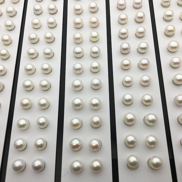 1 pair AAA+ 9mm white round/near round  freshwater pearls pair,for earring, for ring,graduation or other occasion,RP9-3AY-GJ-1