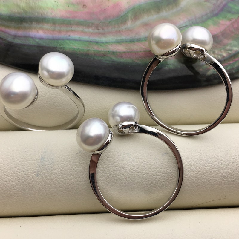 Silver Open Pearl Ring - Etsy