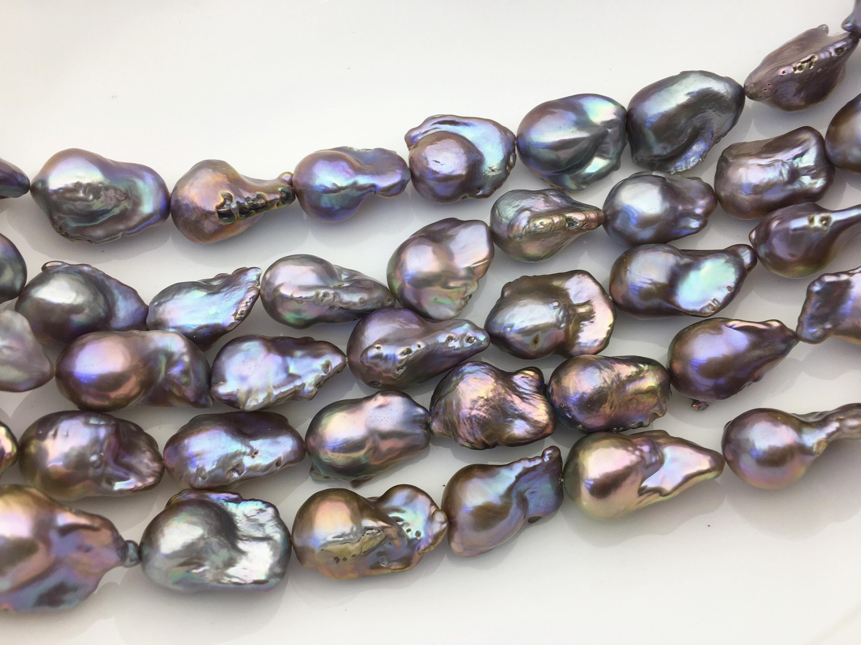 15.5'' AA+ 13-16mm Big Gray Flame Ball Pearl,fl15-2a-5-53 - Etsy