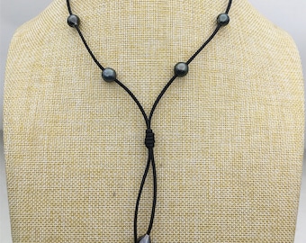 real tahitian pearl floating drop part leather Necklace,black,brown Leather color Pearl necklace, Leather pearl necklace,Le11-029