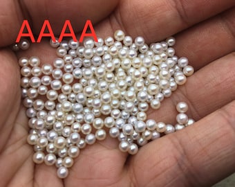 5pcs AAAA 3-3.5mm ROUND seed pearl bead,tiny pearls,white freshwater round loose pearl wholesale,no hole,half drilled,RP3-4A-1