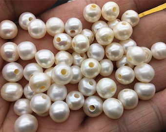 30pcs AA+ 9mm white button freshwater pearls,2.2mm large hole,Rondelle white pearl Beads,30pcs,SM9-2A-11
