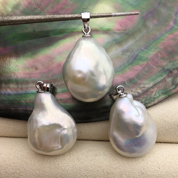 1pc AAA 16-17x19-21mm White Drop Coin Baroque pearl pendant,NC1-043