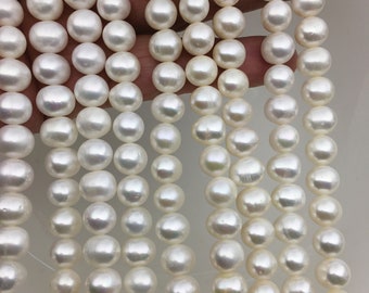AA 9-10mm white potato freshwater pearls,2mm 3mm big hole,pearl beads wholesale,large hole pearls,CR9-2A-4