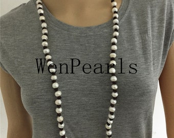 Freshwater pearl and leather necklace,Baroque Freshwater Pearl Necklace,white pearl necklace,wholesale,Le1-020