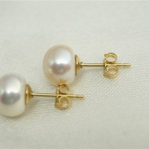 SELECT SIZE-One pair white/Ivory pearl earrings,Christmas,Ivory Pearl studs,14k gold filled,Wedding,Love,Happiness,birthday,SE1-006 image 2