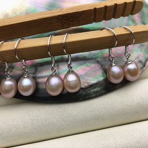 AAA 7.5-8mm white/purple/gray rice freshwater pearl dangle earrings,S925 Sterling Sliver pearl earrings,pearl for women,SE3-110 image 3