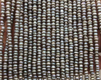 2 strands AA 3-3.5mm gray potato freshwater pearls,gray seed pearl,small size pearls bead ,for pearl necklace,CR3-2A-25