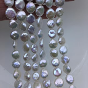 AAA 10-11mm White Coin freshwater pearls,diy bead,flat round pearl bead,COIN12-2A-2-8