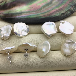 AAA 8/10/11/12/16-21mm BIG white Natural keshi Freshwater Pearl Stud Earrings,Stud Earrings for Women Girls,SE3-168-1