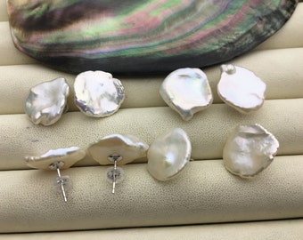AAA 10/11/12/16-21mm BIG white Natural keshi Freshwater Pearl Stud Earrings,Stud Earrings for Women Girls,SE3-168-1