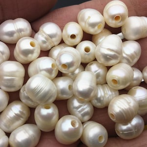 20pcs AA 9.3-10.3x11-14mm white rice freshwater pearls,2.2mm big hole,Christmas,Valentine&#39;s Day gift,for leather ,Love,Happiness,LR10-2A-5