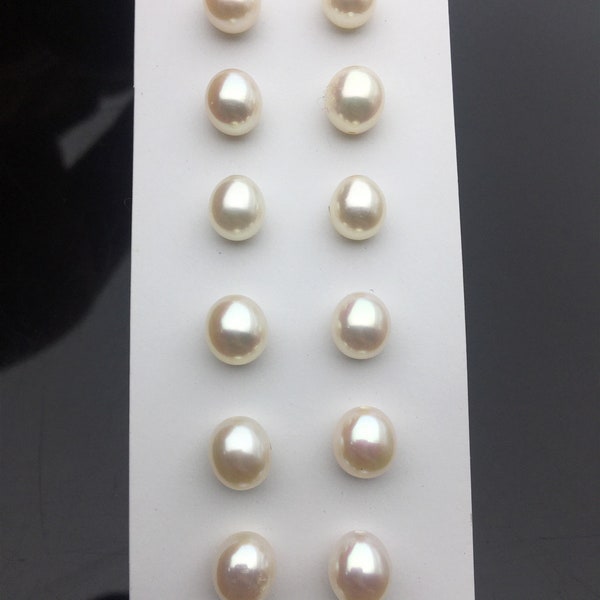 2 pairs AAA 6.3-7mm white rice freshwater pearls pairs,oval pearl earrings,tear drop pearl earrings,for dangle pearl earrings,LR6-3A-9