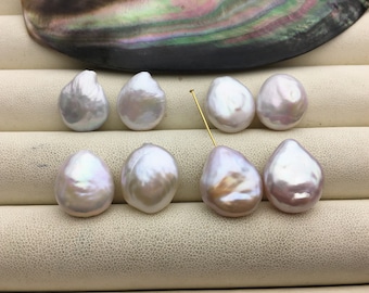 1 par de perlas sueltas de agua dulce blancas AA+ de 12,5-14 mm, color blanco, venta al por mayor, ZS-103-37-4