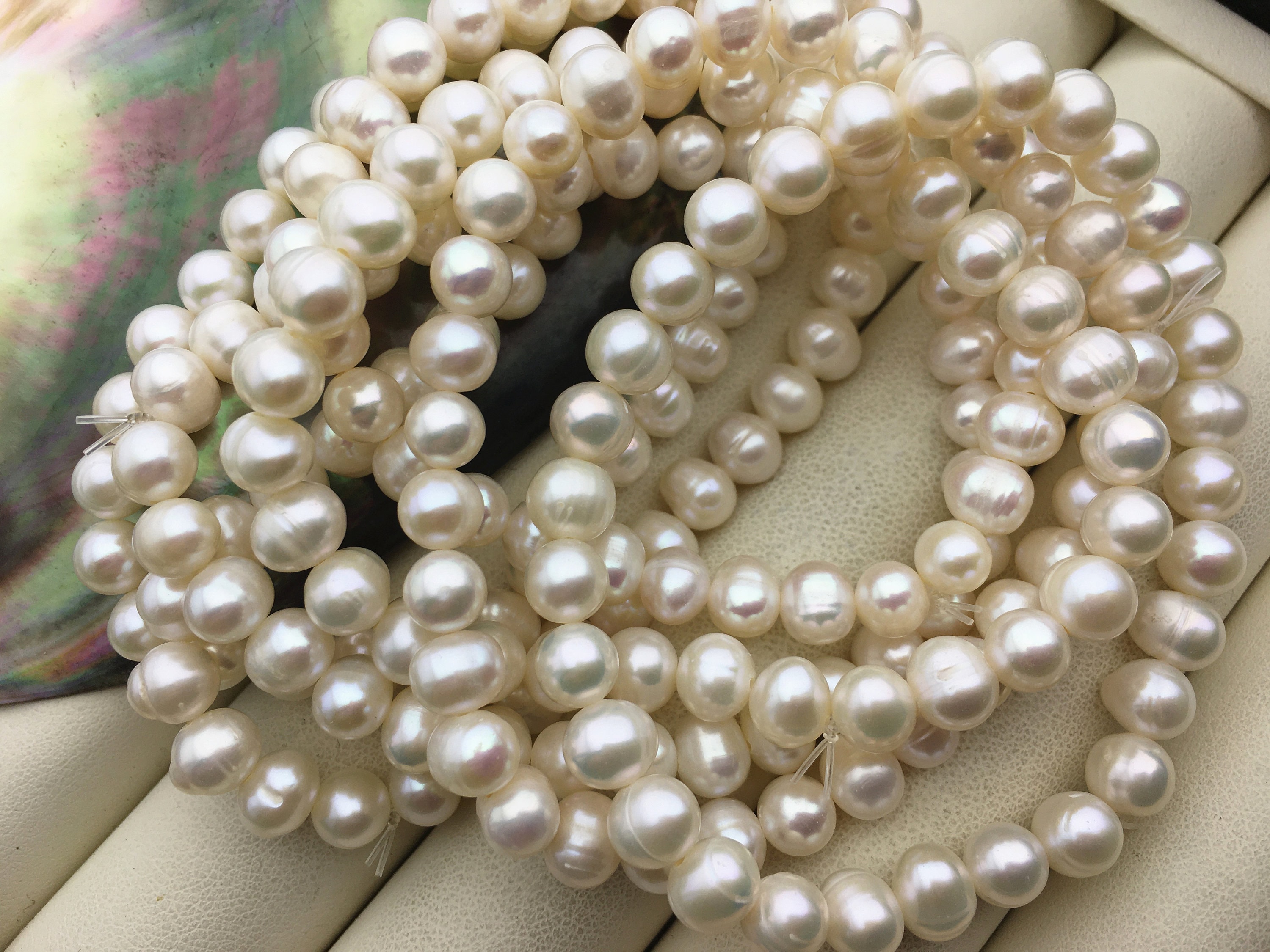 3-3.5mm Natural White Freshwater Pearl Beads Loose Half Drilled Hole Cabs  20 pcs