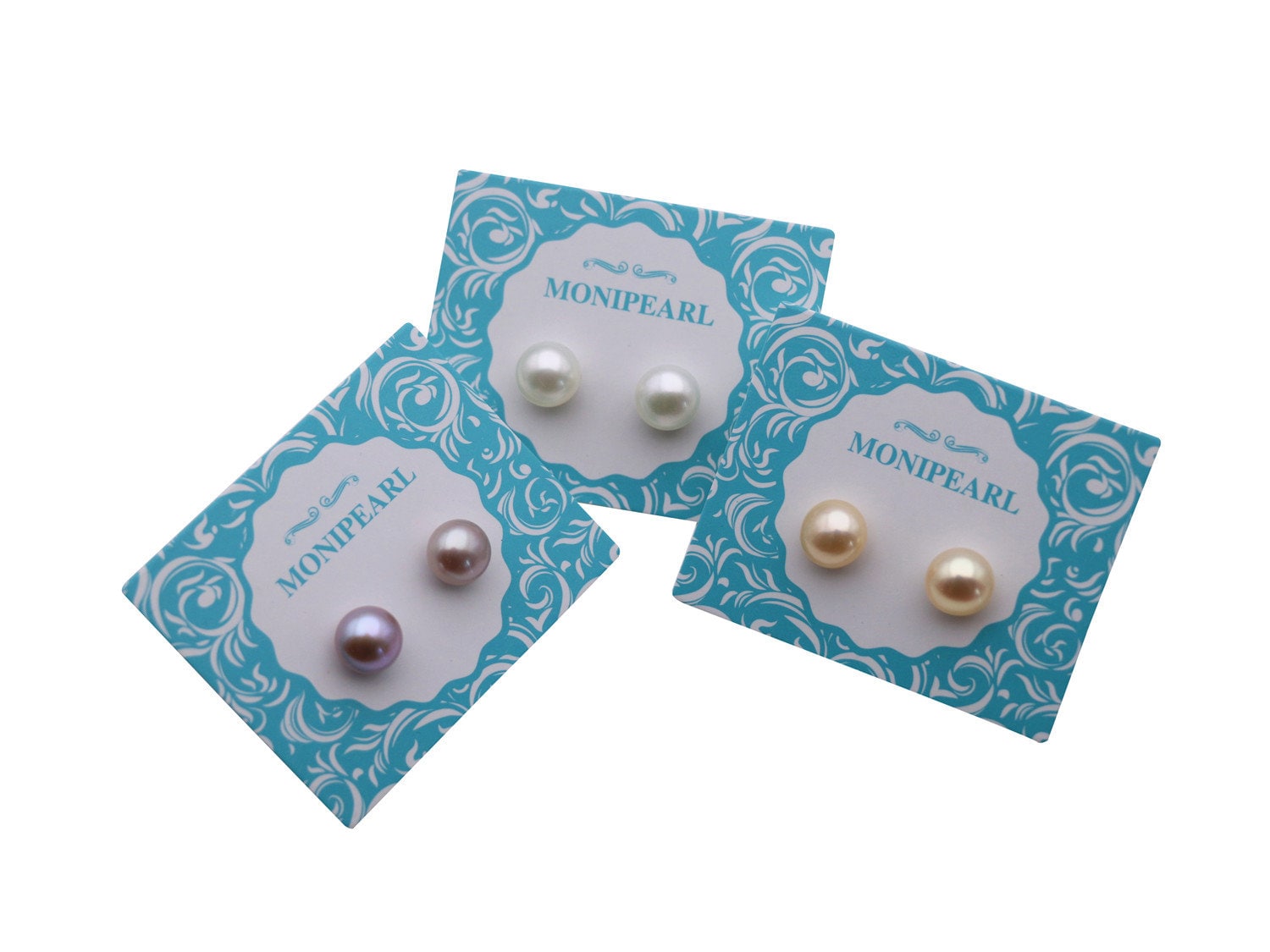1 Pair Select Size 2mm,3mm,4mm to 12mm White/pink/purple Pearl