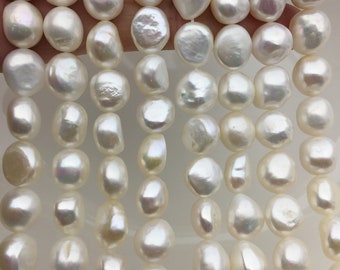 AAA 10.4-11.4mm White nugget freshwater pearls,baroque pearl strand freshwater pearls,pearl strand,LM11-3A-8