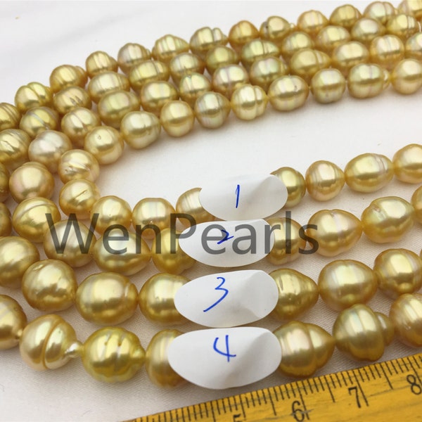 9-11mm Genuine South sea pearl,natural golden color no dyed,Baroque Pearl,Large Huge Baroque South sea Pearl Strands,SS9-2A-6-3