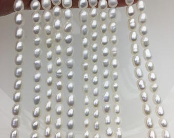 AA+ 4.5-5mm*6-8mm white rice pearls,Cultured white freshwater pearls beads,teardrop pearl necklace,rice pearl wholesale,tear drop ,LR5-A-1
