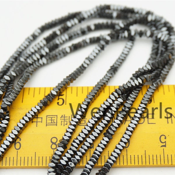 Hematite,1x2mm eight faceted Beads,AAA, 360 beads,15.5 inches,G50-DM12-001