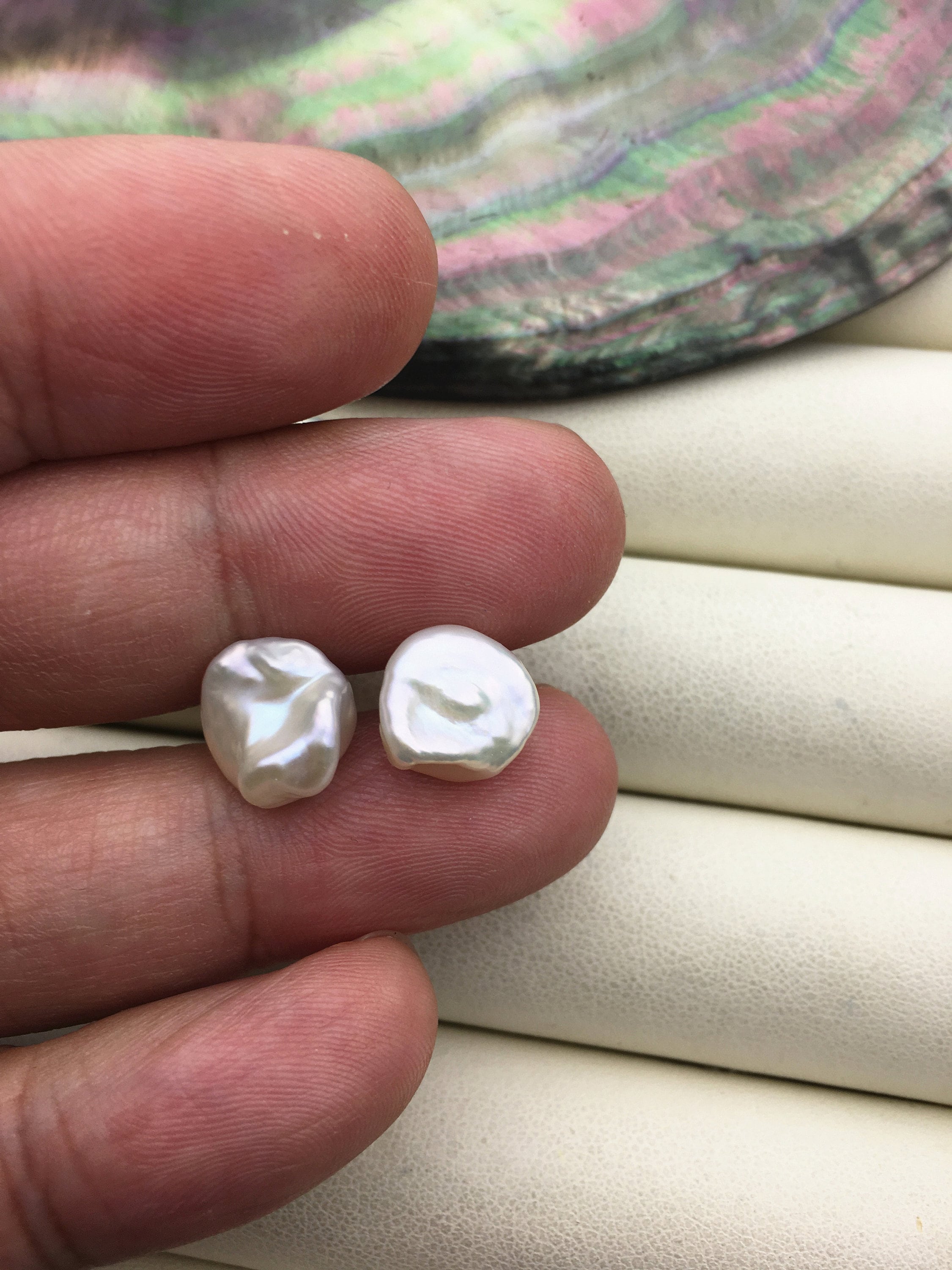 1 pair AAA 10-11mm white Natural keshi Freshwater Pearl Stud Earrings,Stud Earrings for Women Girls,SE3-T13
