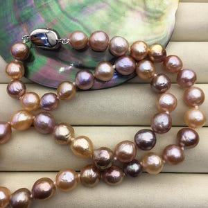 17&#39;&#39; AA+ 8-10mm misc color baroque near round edison freshwater pearl necklace,NPN1-T30-3