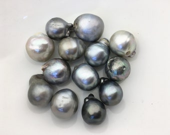 13pcs 12-15mm gray green baroque Tahitian Pearl,no hole, TH-temp-023