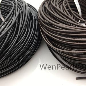 3 mm ブラック/コファー ラウンド レザー コード、卸売ジュエリー用品、アンティーク調マット仕上げ、LC3-204