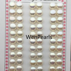 AAA 8-8.5mm white/pink/purple/gray/black button round freshwater pearl pairs,peach color button pearl,BTN8-4A-1-1