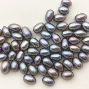 20pcs AAA 6.4-7x9-11mm Gray rice freshwater pearls,0.9mm top half hole,LR7-T11