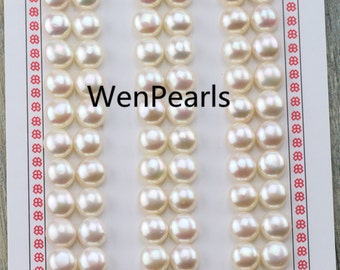 AAA 9-9.5mm white/pink/purple button round freshwater pearls pairs,earring material,flat back pearl pair,half drilled,BTN9-4A-1-1