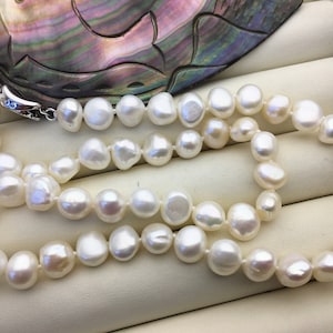 17.5&#39;&#39; AAA 8-9mm White Nugget Freshwater Pearl necklace,NPN1-T44