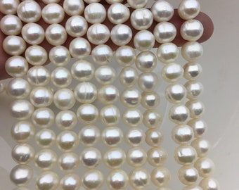 AA 8mm white near round potato pearls,Heirloom White Fresh Water Pearls,CR8-2A-9-1