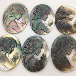 Ciondolo da donna in madreperla di Tahiti, 2 pezzi - 30 mm x 40 mm - ASH-002-4
