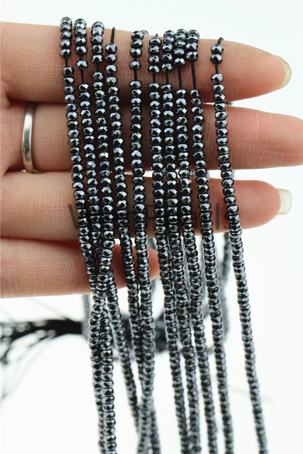 Black Hematite Beads, Round Smooth 2mm 3mm 4mm 6mm 8mm 10mm 12mm Black  Beads, Small and Big Hematite Gemstone Beads, Full Strand HMT20X0 