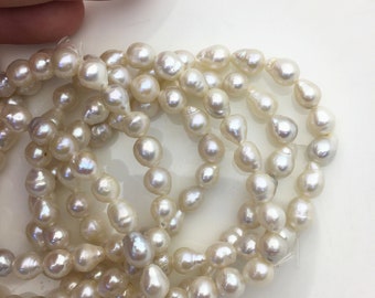 High Luster!2pcs 7 inchs AA+ 5-6mm White Baroque Freshwater Akoya pearl Elastic string Bracelet,B8-003-2