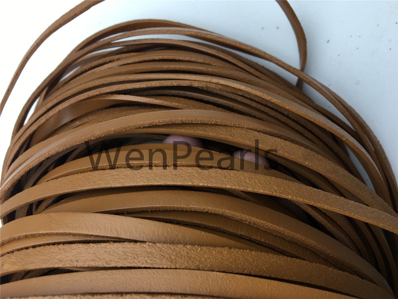 6mmx2mm Flat Light Brown Leather Cord,Select Length,Wholesale Jewelry Supplies,Distressed Matte Finish,LC6-201
