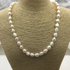 AA+ 17.8&#39;&#39; 8mm White Nugget Pearl necklace,pearl necklace, NPN1-009