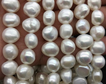 AAA 11-12mm white nugget freshwater pearls,full strand,white baroque pearl,irregular pearl,pearl wholesale supply China, LM11-3A-1