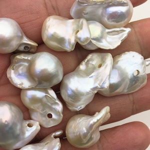 5pcs AA+ 14-17mm White Flame ball Pearl - 2.2mm side large hole,FL15-T6