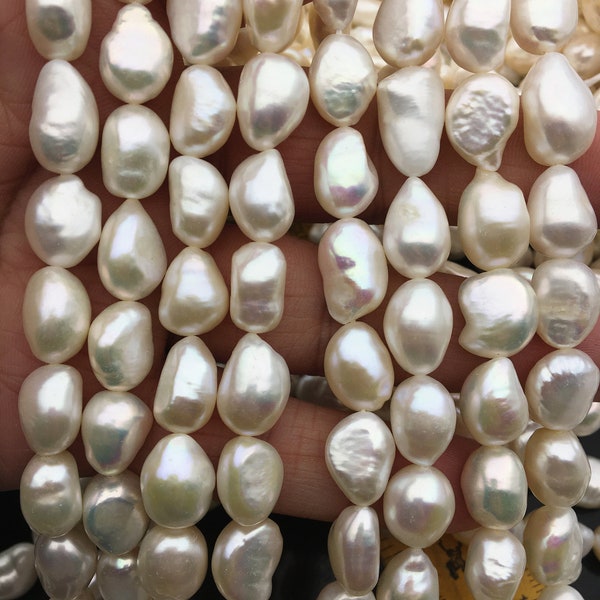 AA 9.5-10.4x12-14mm white LONG nugget pearls,Loose Pearls Bulk Supplies,Cultured Pearl Beads,1.2mm,2.5mm,3mm large hole,LM10-2A-18