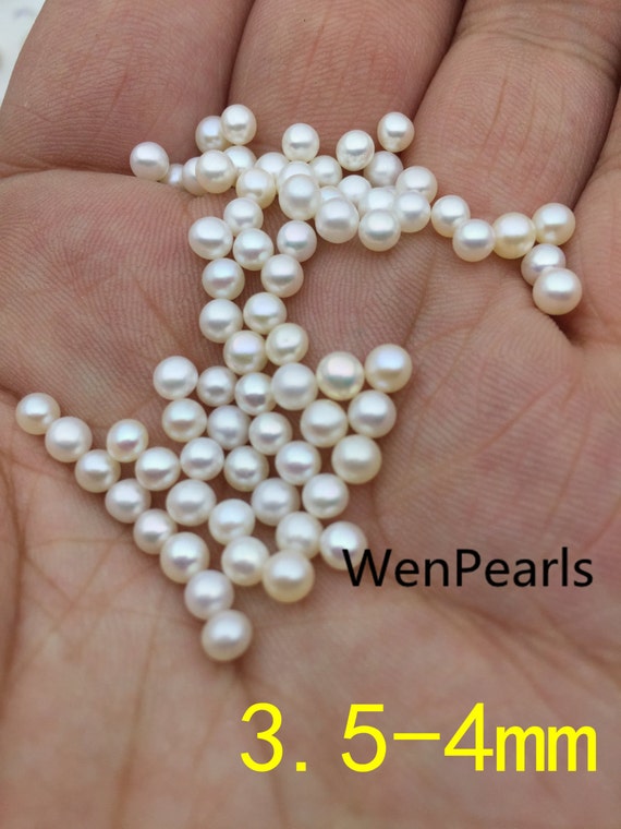 5-5.5mm Ivory Cream White Near Round Freshwater Pearls for Jewellery Making A
