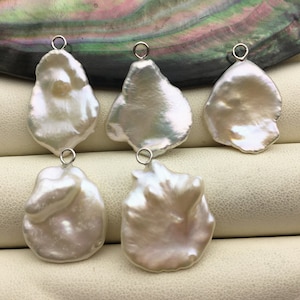 1pc AAA 15-17mm White Keshi freshwater pearl pendant,sterling silver,NC1-T55