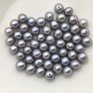 10pcs AAA+ 6.4-7.3mm gray near round freshwater pearls,0.7mm through hole,RP7-T3