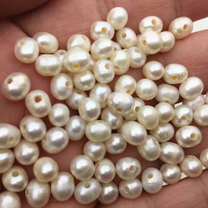 50pcs AA 6-6.5mm 1.6mm large hole white potato freshwater pearl,wholesale,fresh water loose pearl string wholesale in bulk,CR6-2A-1