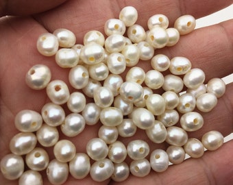 50pcs AA 6-6.5mm 1.6mm large hole white potato freshwater pearl,wholesale,fresh water loose pearl string wholesale in bulk,CR6-2A-1